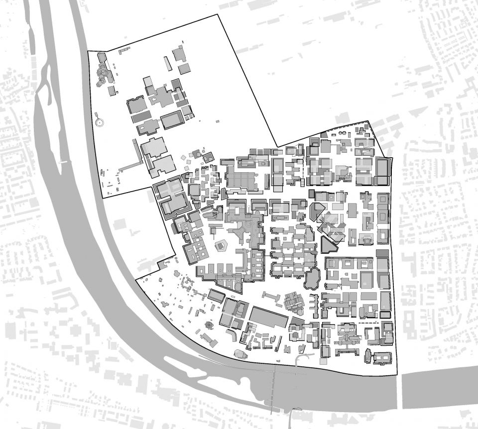 Entwurf eines Gebäudeplans des neuen Areals